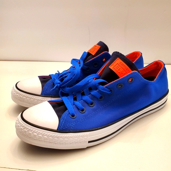 Converse All Star Low Sneakers Mens 10 Obsidian Radio Blue & Lava Orange 153968C